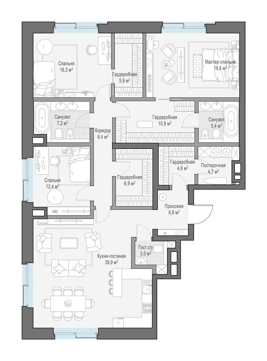Планировка 156.7 м²