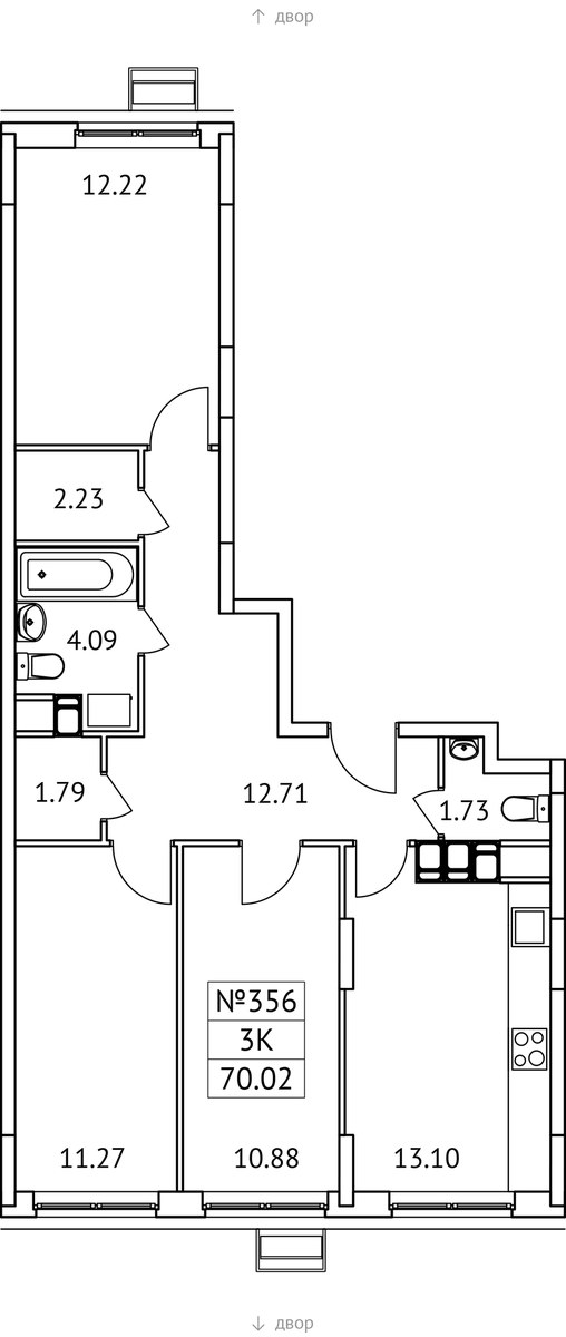 Планировка 70.02 м²