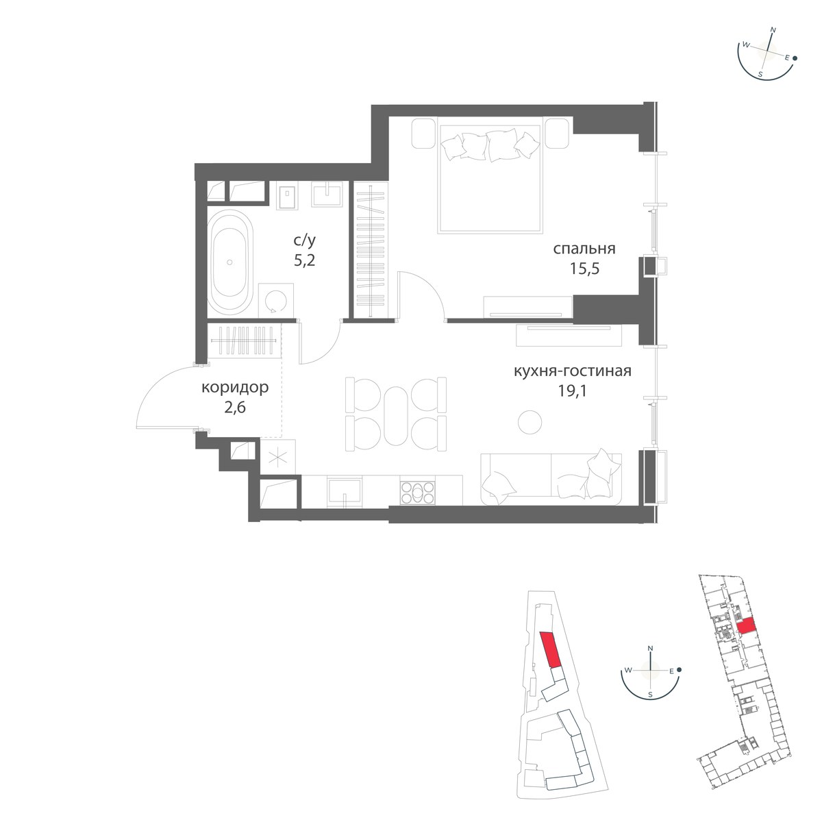 Планировка 42.4 м²