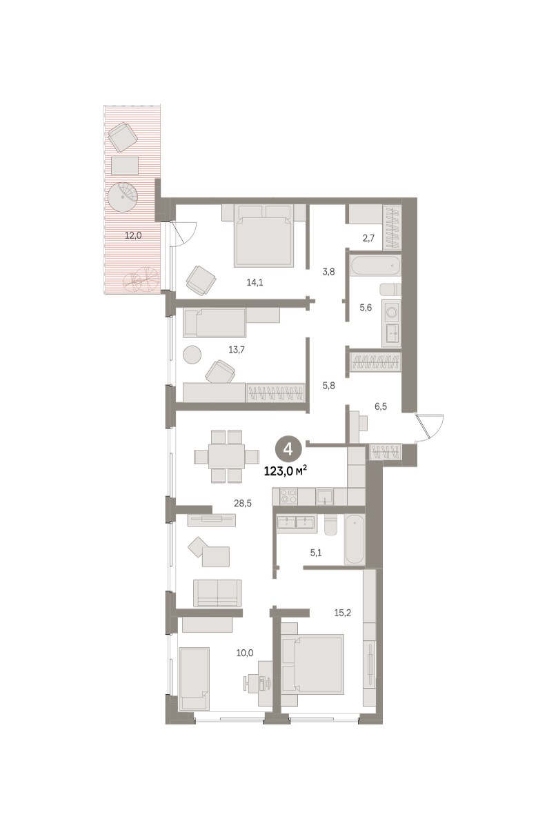 Планировка 123.0 м²
