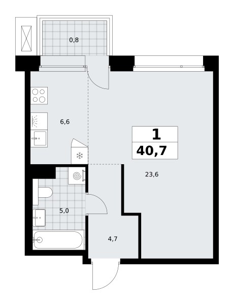 Планировка 40.7 м²