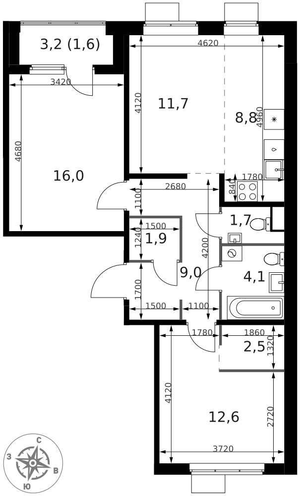 Планировка 69.9 м²