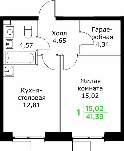 Планировка 41.4 м²