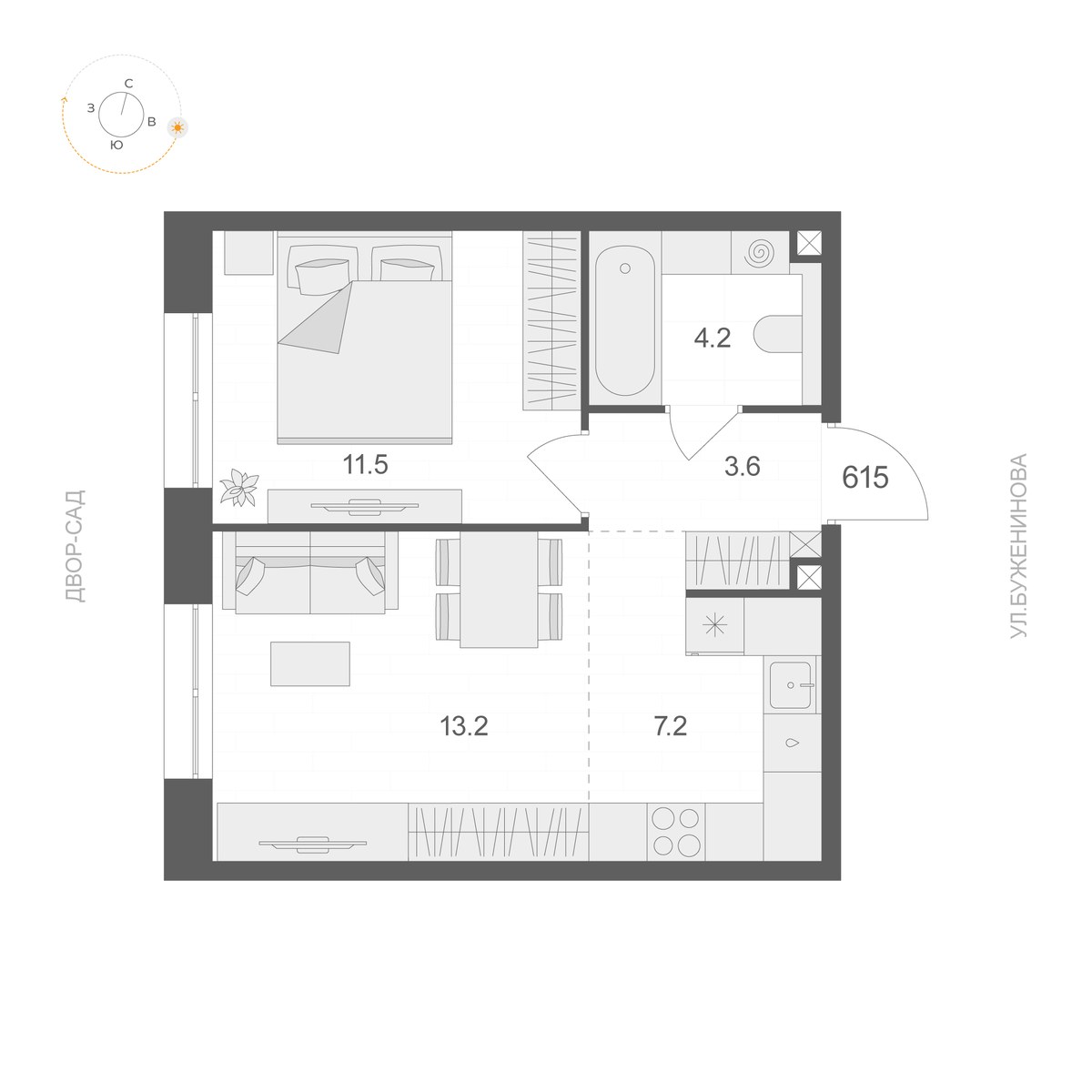 Планировка 39.7 м²