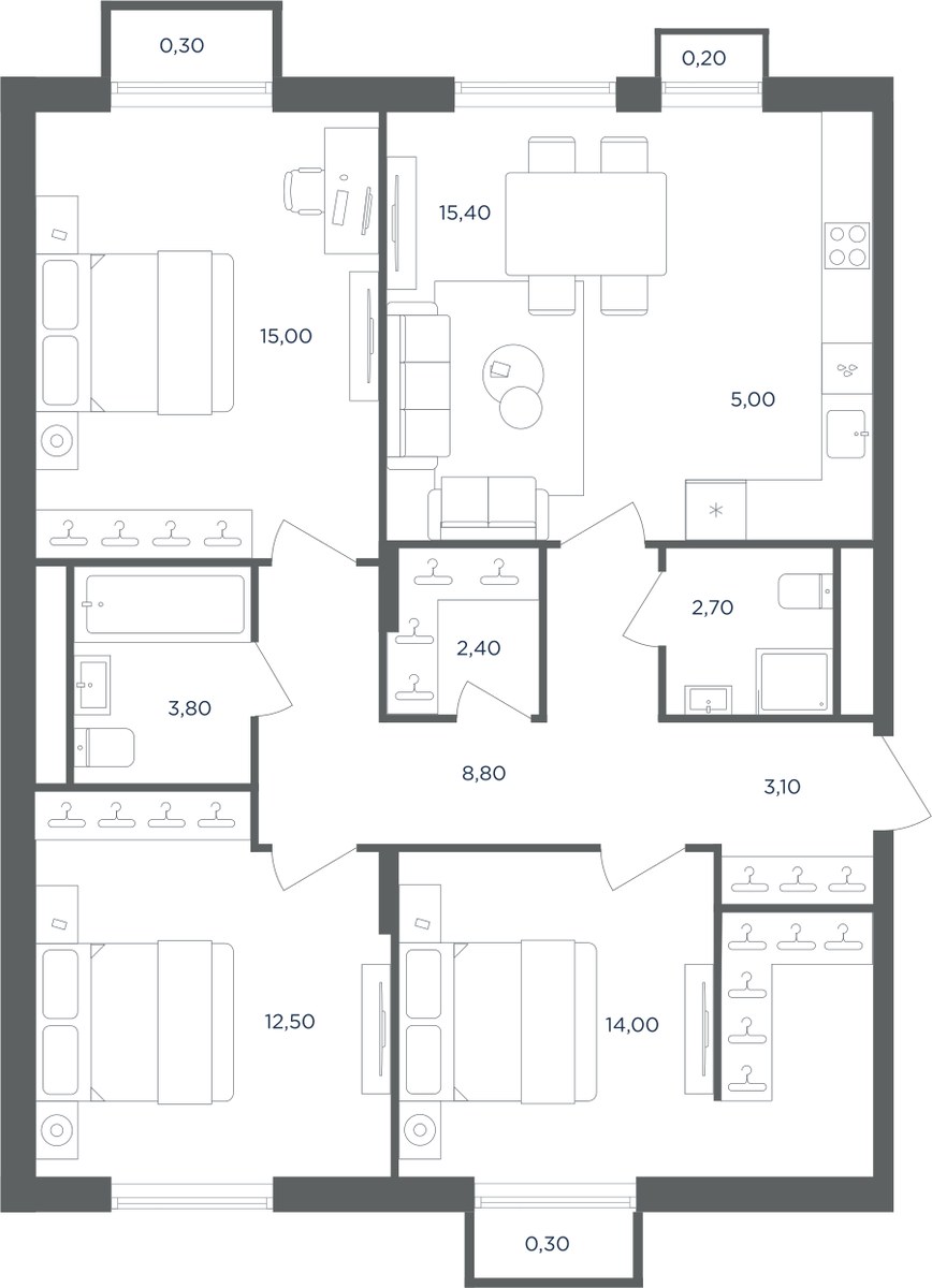 Планировка 82.7 м²