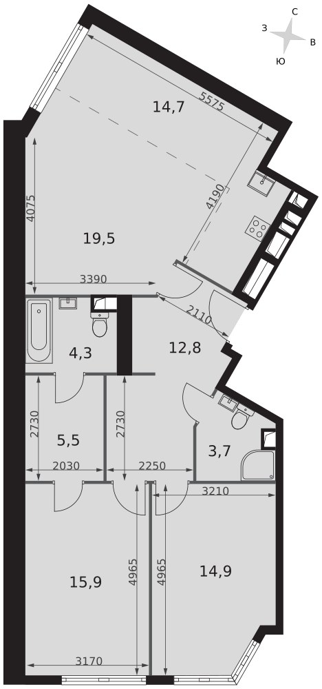 Планировка 91.3 м²