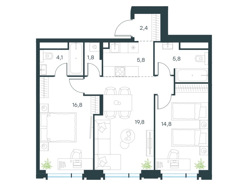 Планировка 71.3 м²