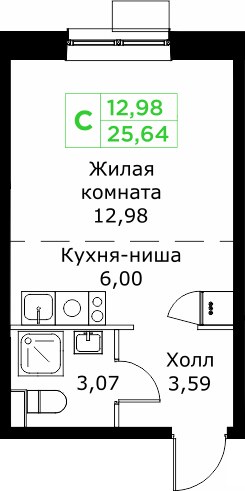Планировка 25.7 м²