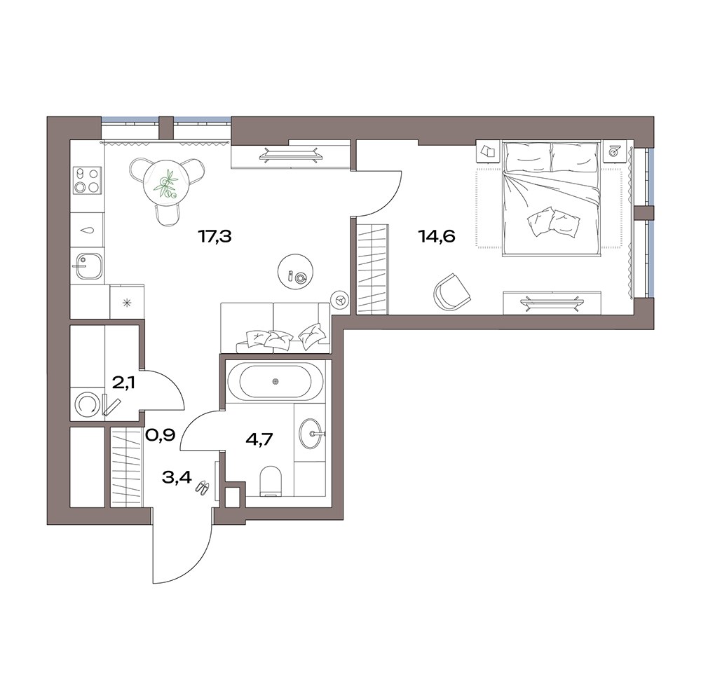 Планировка 43.0 м²