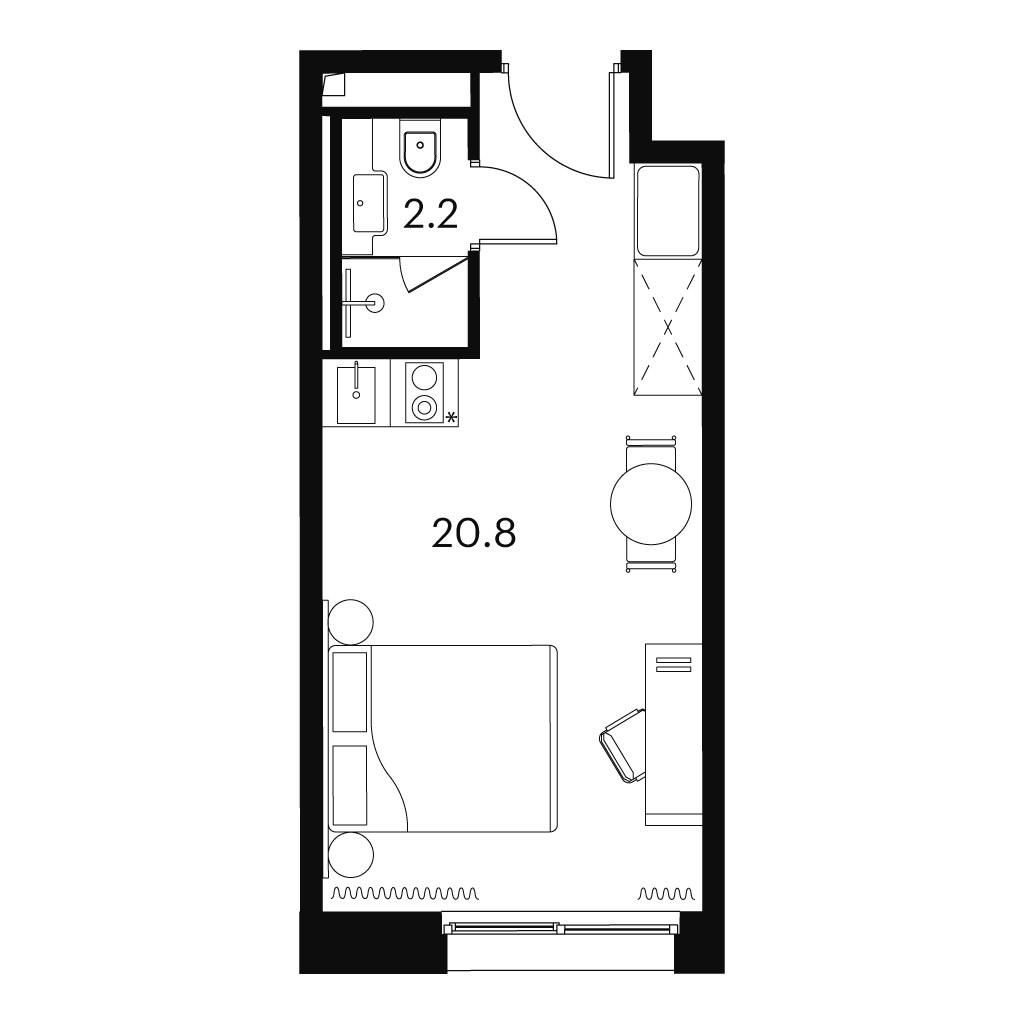 Планировка 23.0 м²