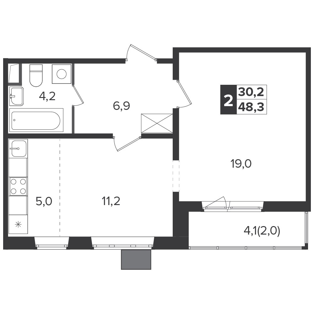 Планировка 48.1 м²