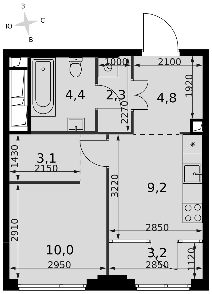 Планировка 37.0 м²