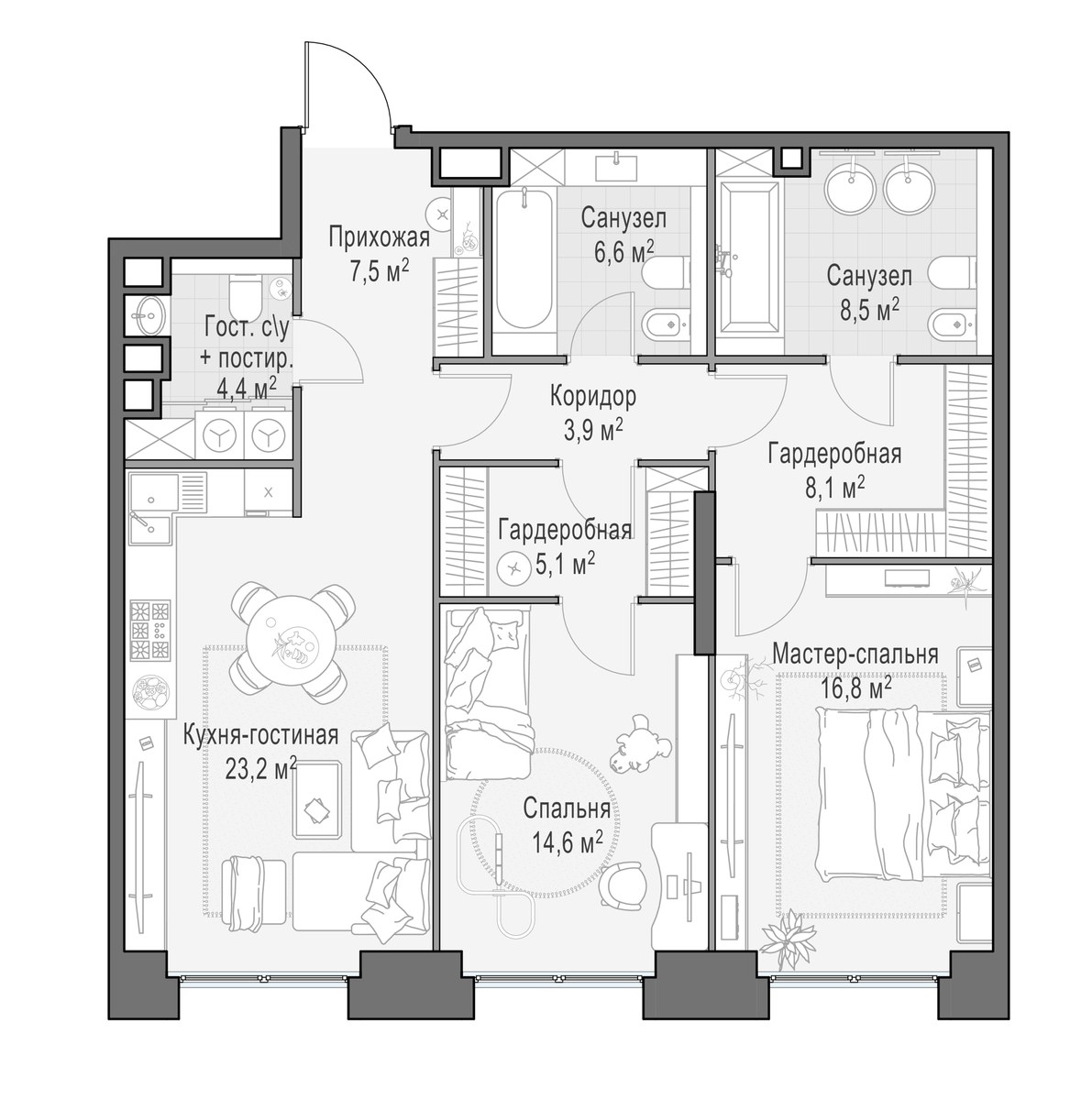 Планировка 99.0 м²