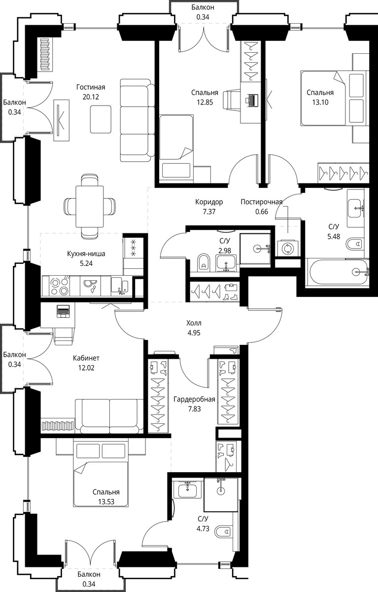 Планировка 112.22 м²