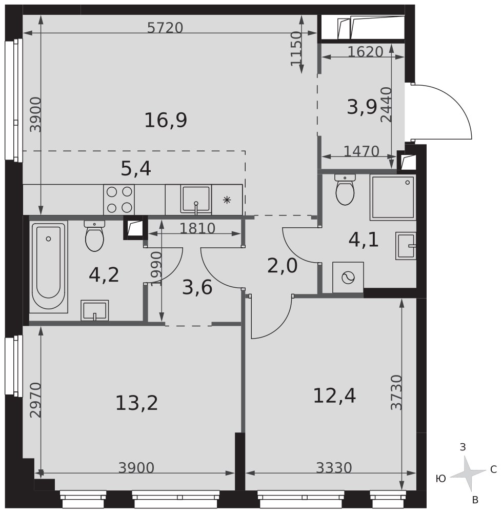 Планировка 65.7 м²