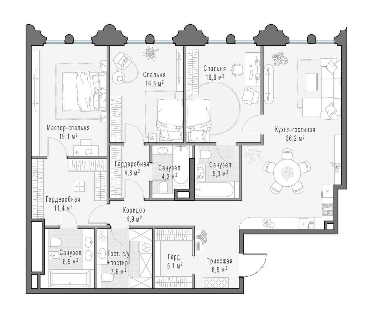Планировка 146.8 м²