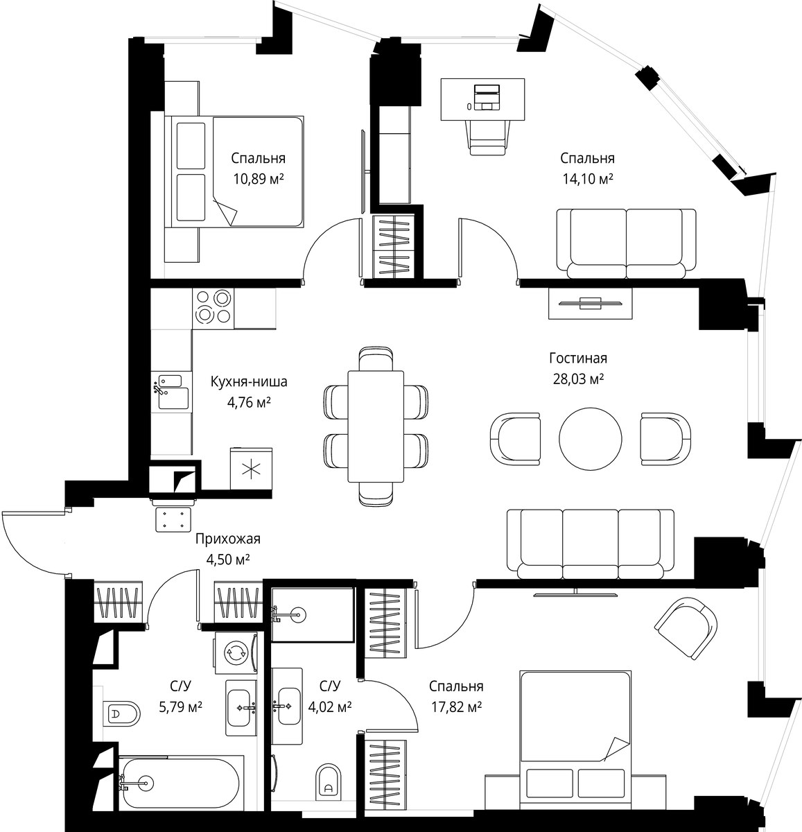 Планировка 90.5 м²
