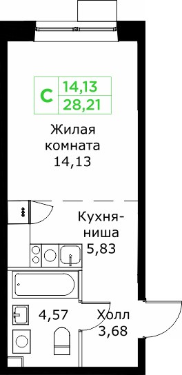 Планировка 28.2 м²