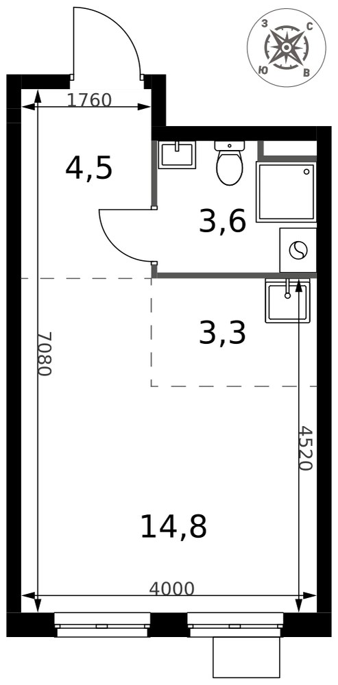 Планировка 26.2 м²