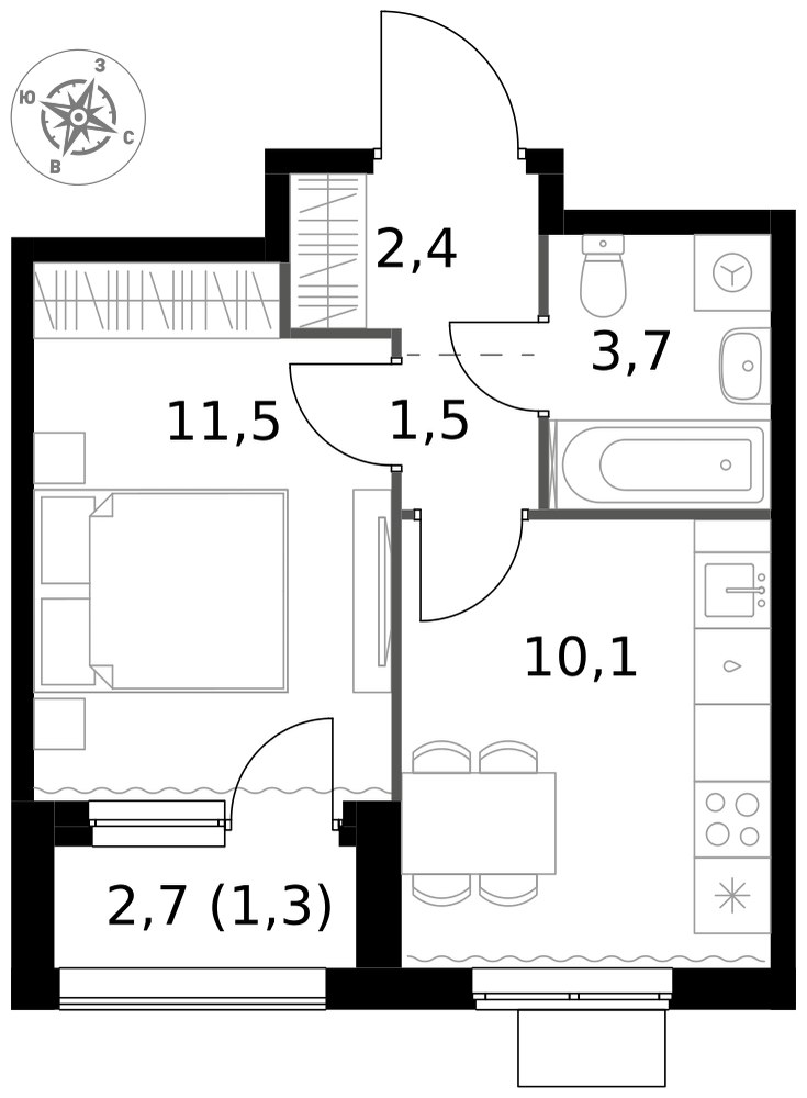 Планировка 30.5 м²