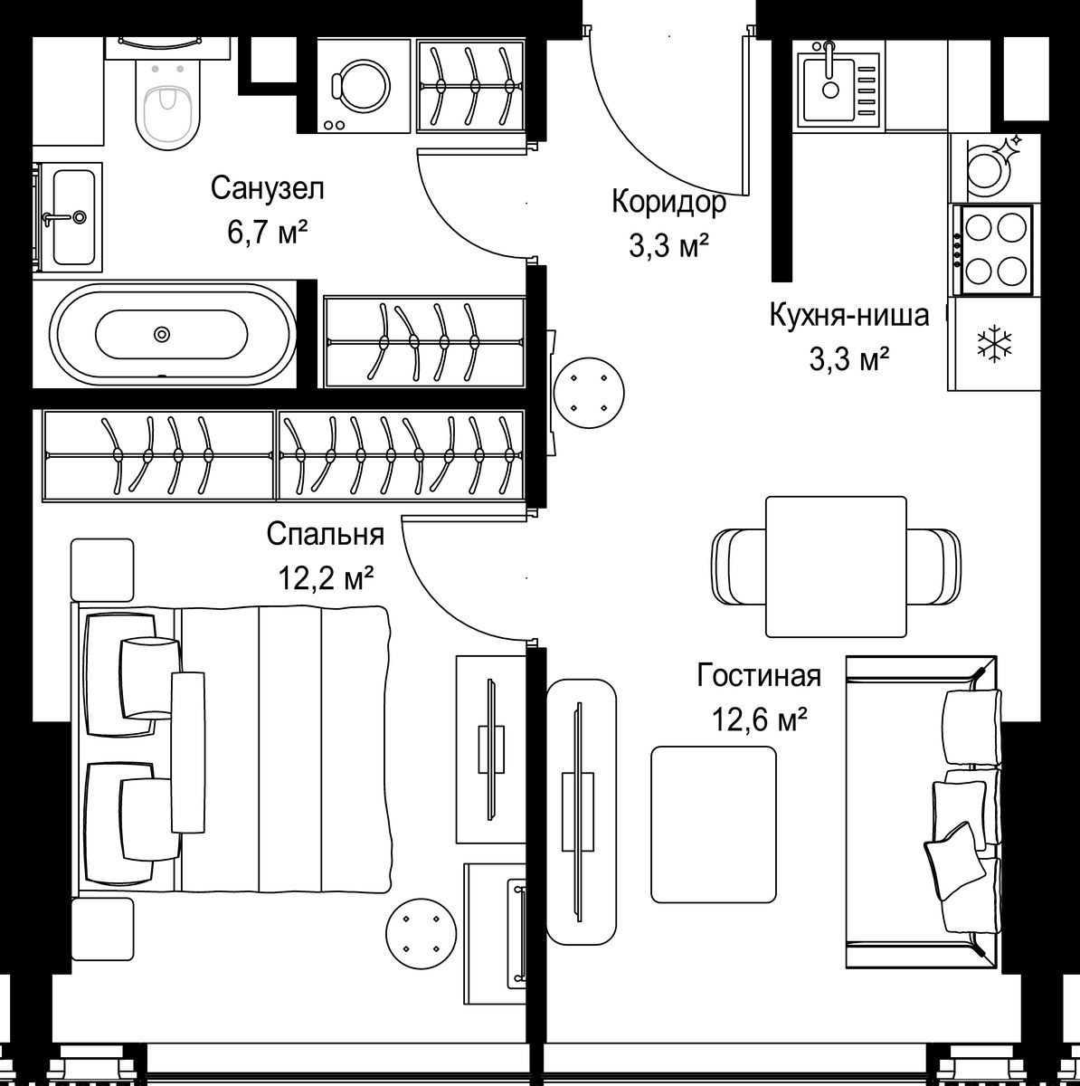 Планировка 38.1 м²