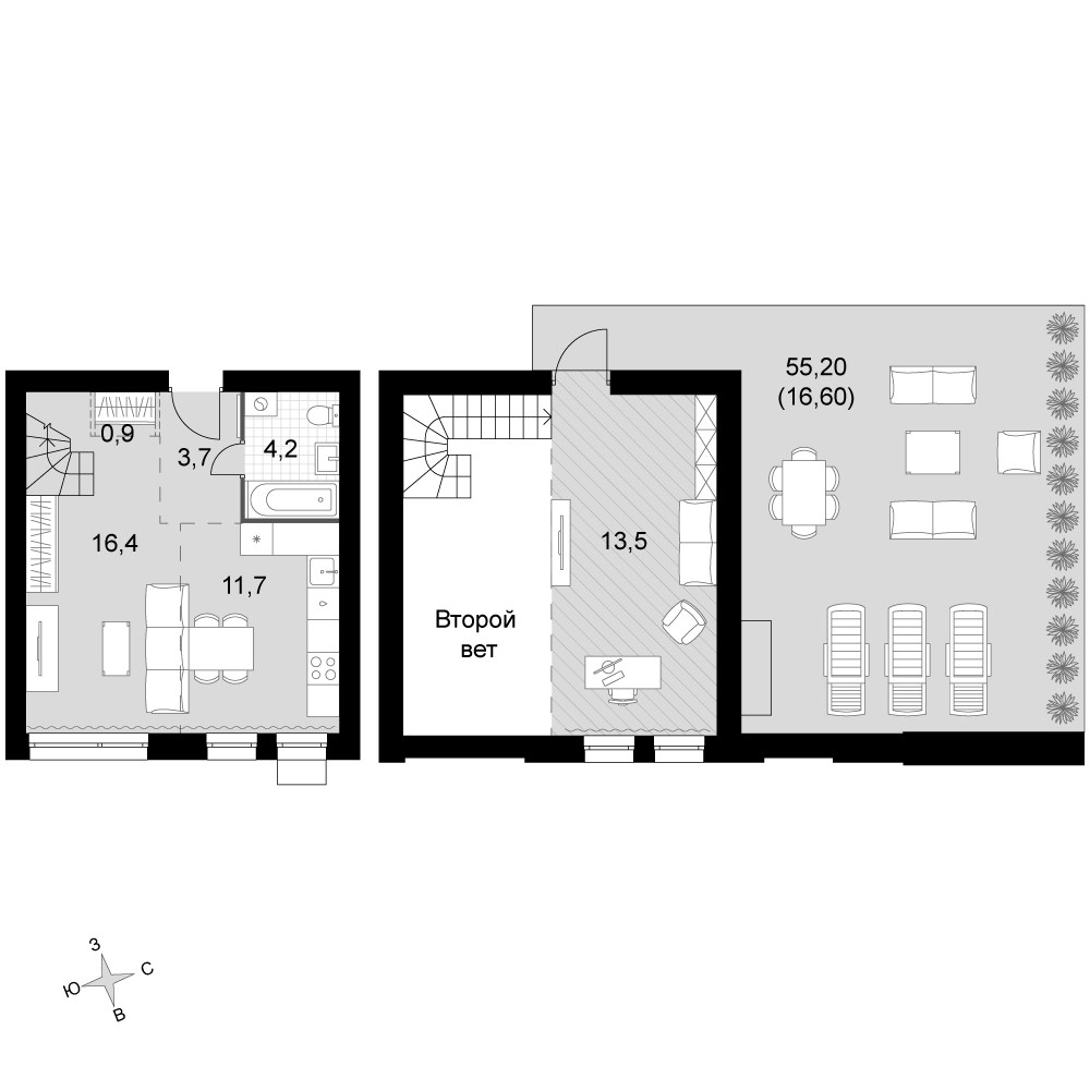 Планировка 67.0 м²