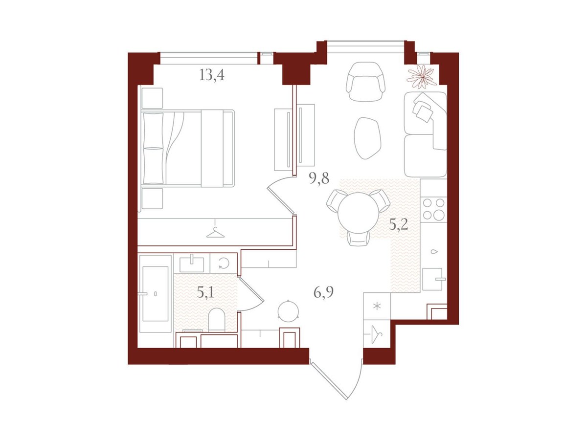 Планировка 40.4 м²