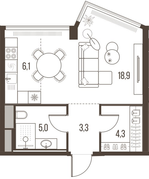 Планировка 37.6 м²