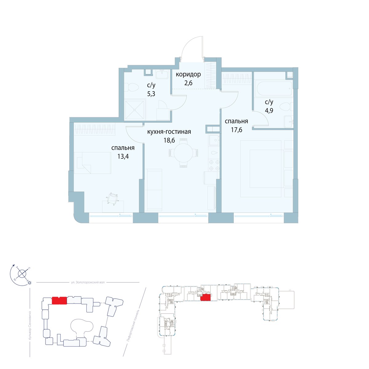 Планировка 62.4 м²