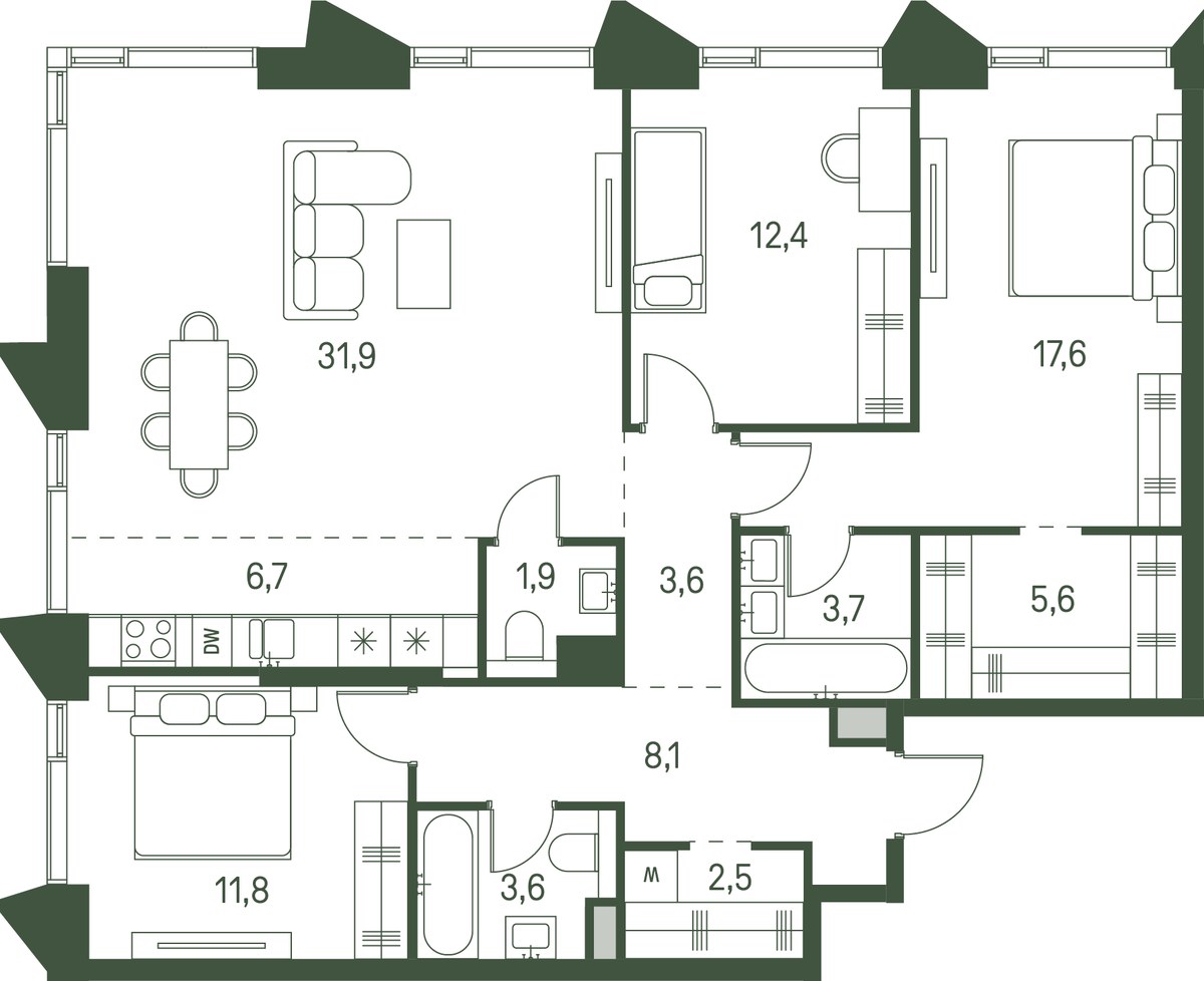 Планировка 109.4 м²
