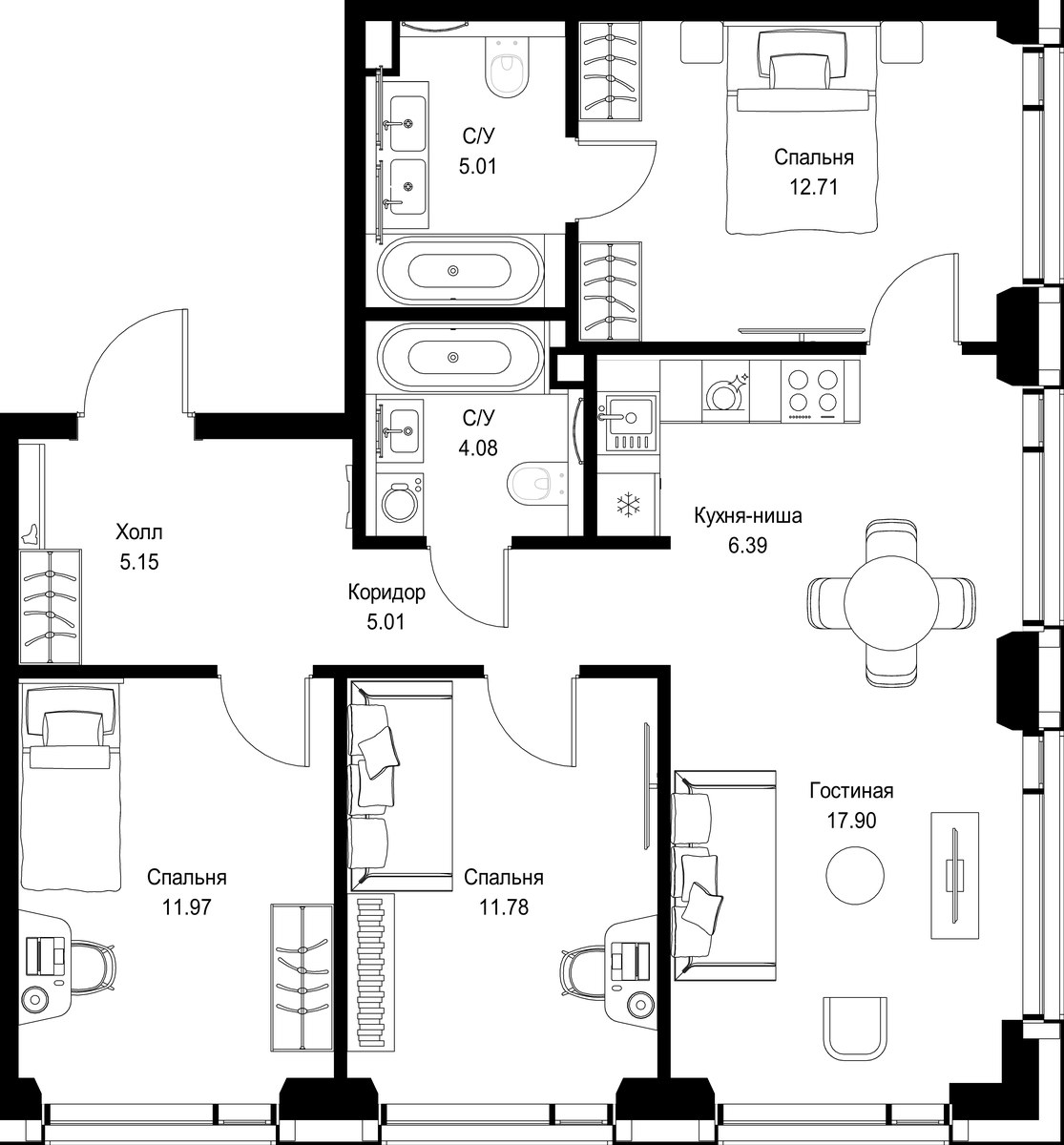 Планировка 80.0 м²