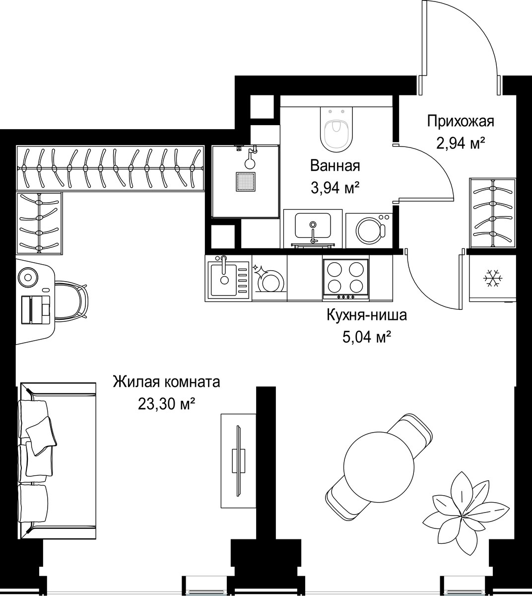 Планировка 35.22 м²