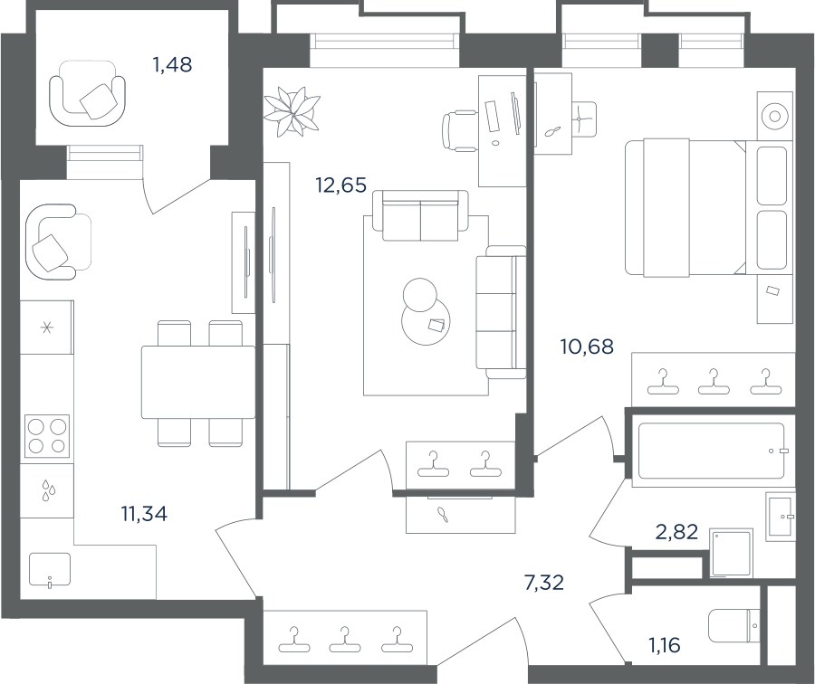 Планировка 47.3 м²