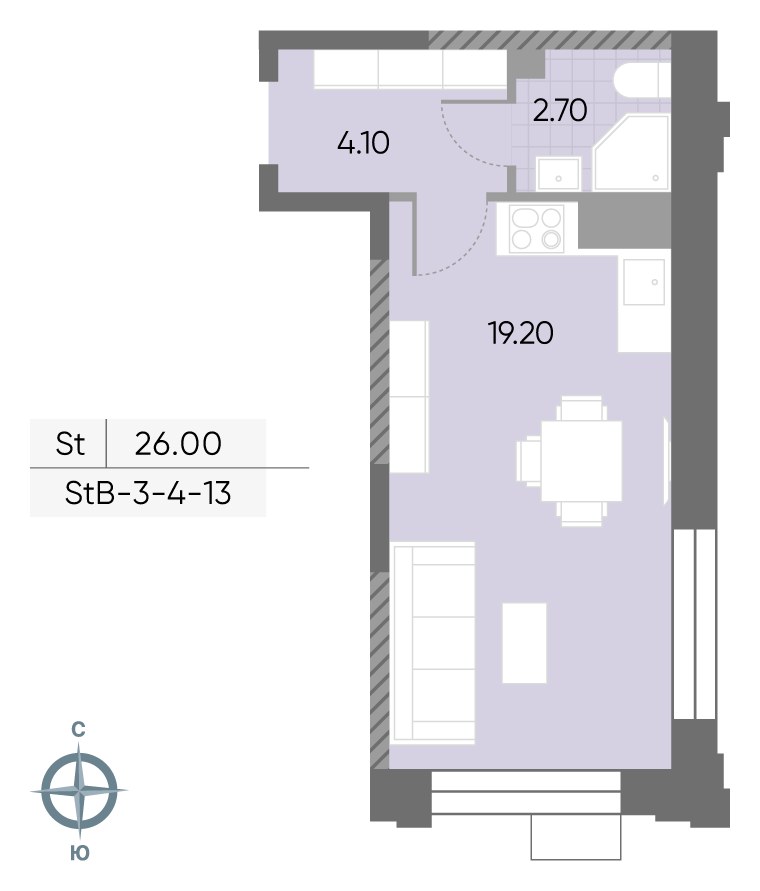 Планировка 26.0 м²