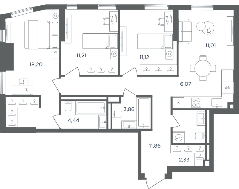 Планировка 83.84 м²