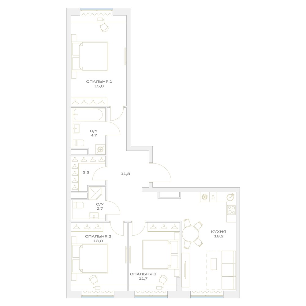 Планировка 81.8 м²