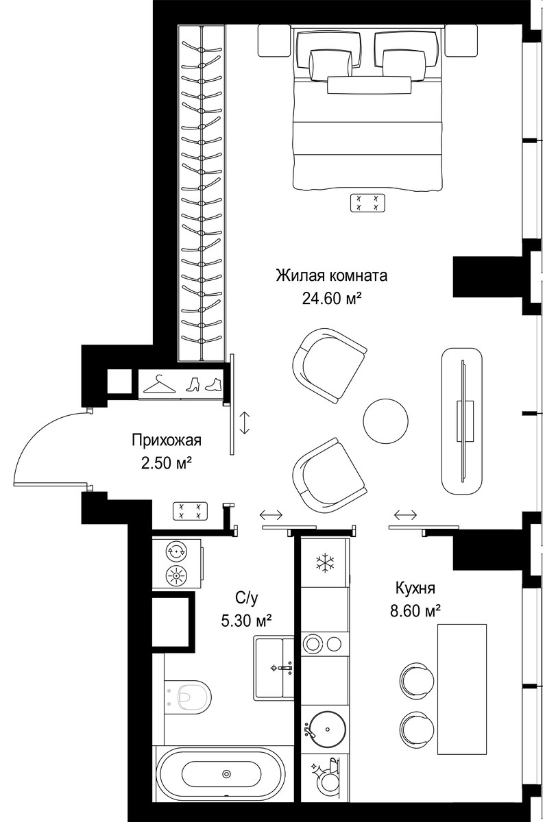 Планировка 41.0 м²