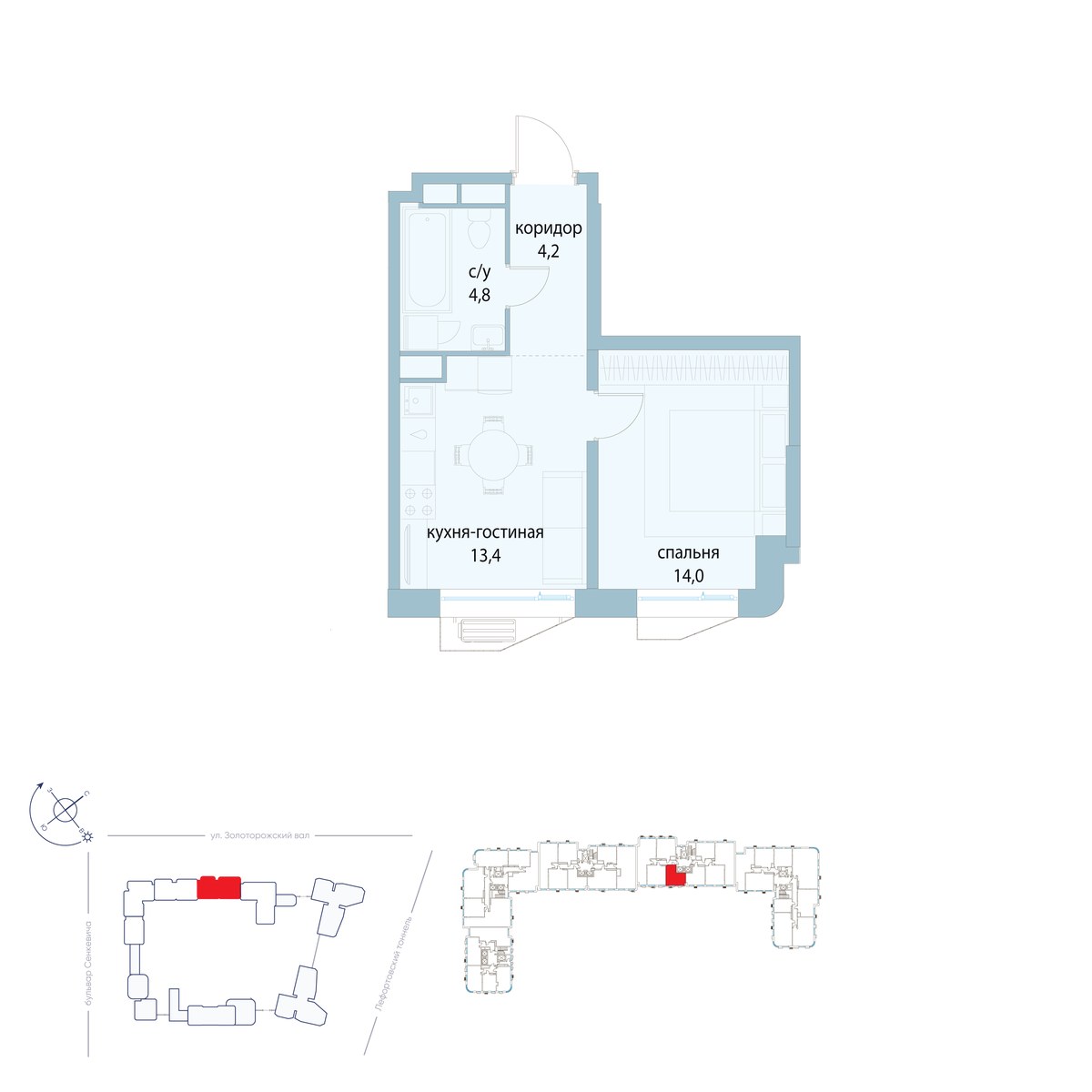 Планировка 36.4 м²