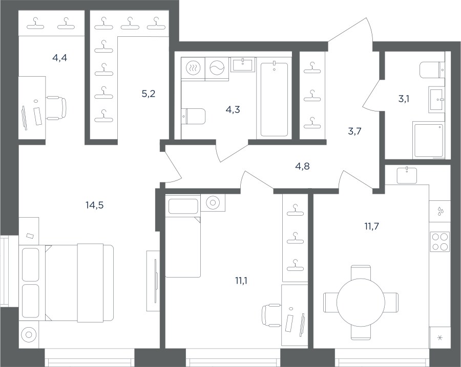 Планировка 63.1 м²