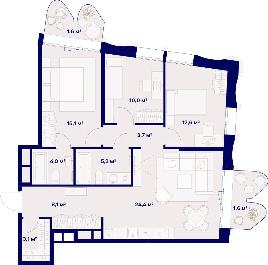 Планировка 89.4 м²