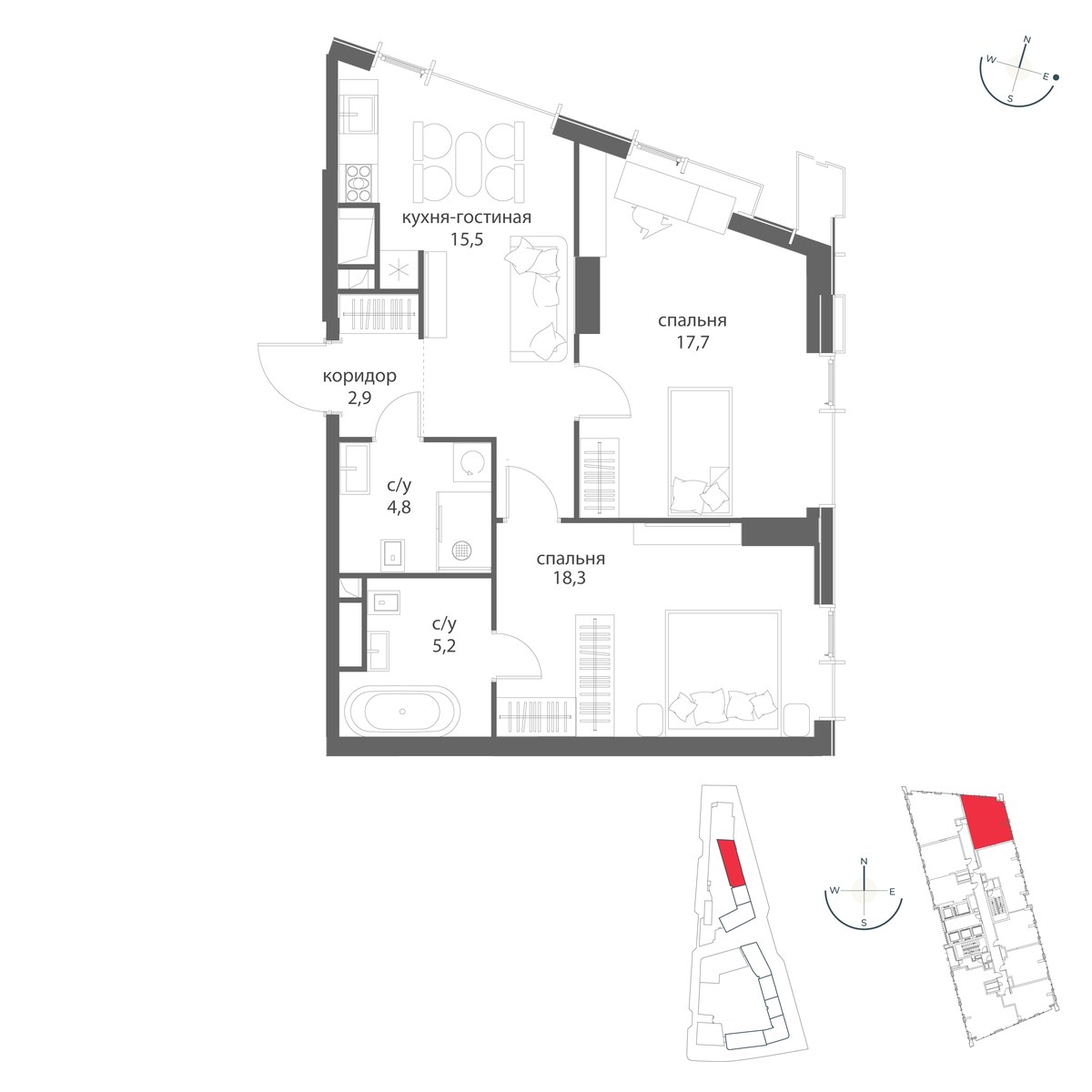 Планировка 64.4 м²