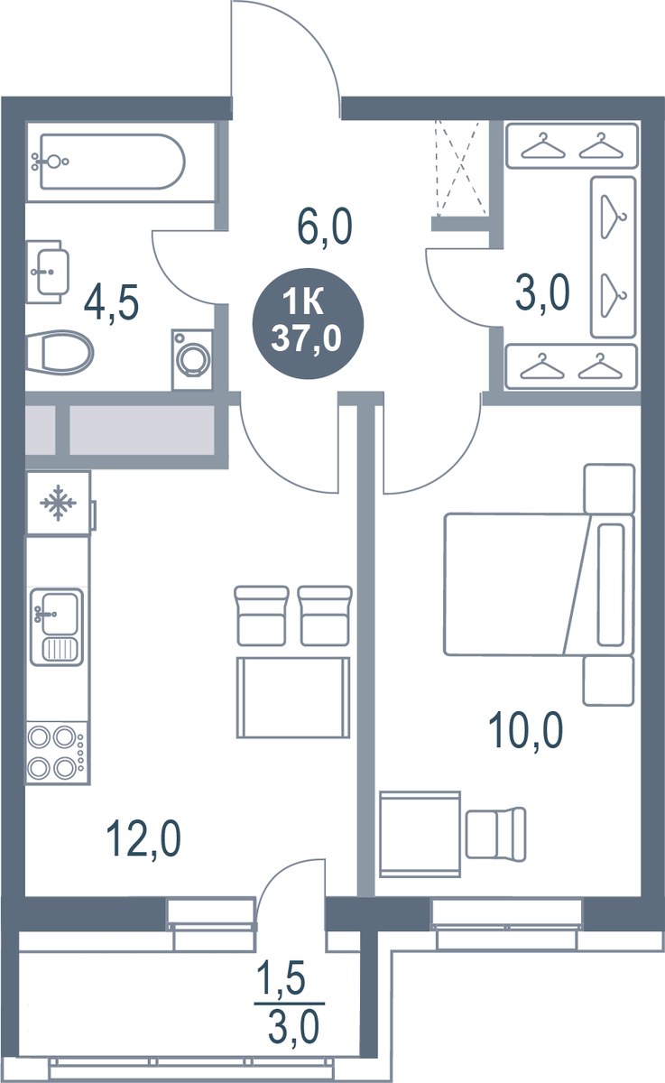 Планировка 37.0 м²