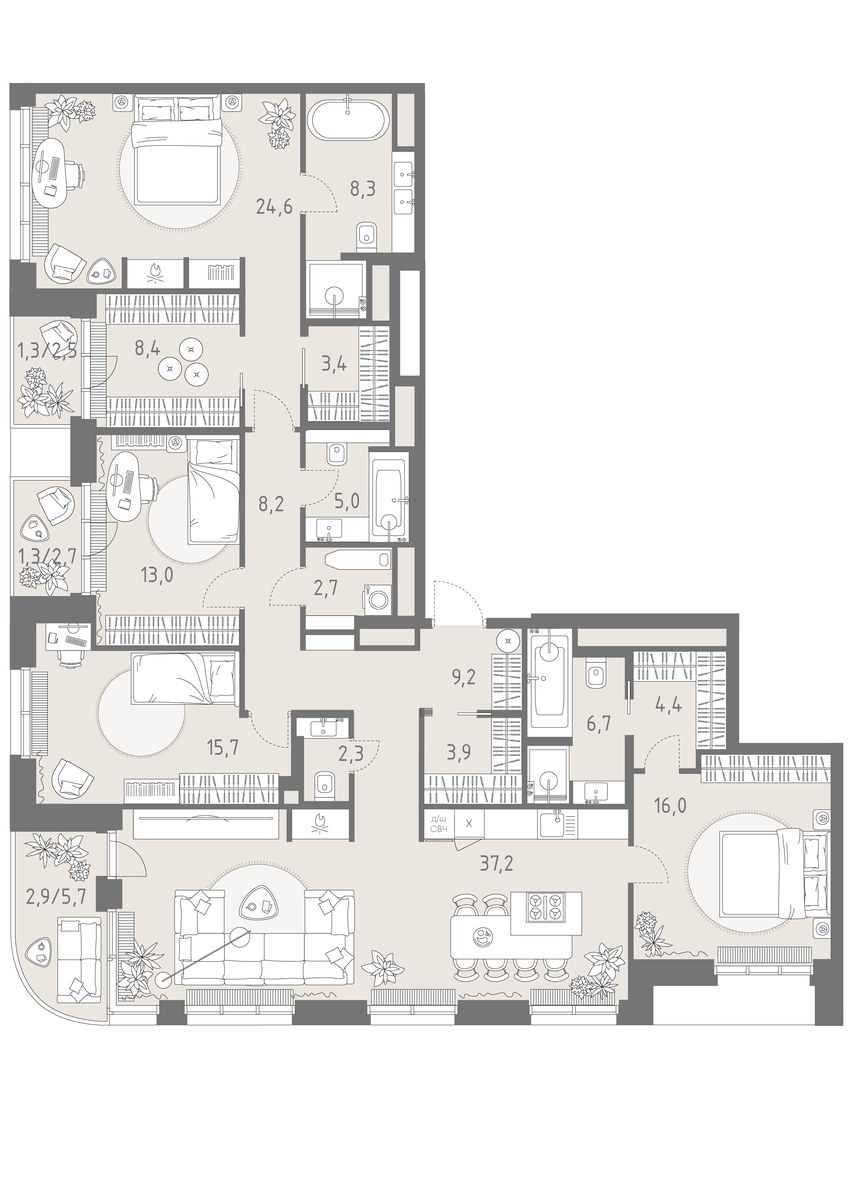 Планировка 174.5 м²