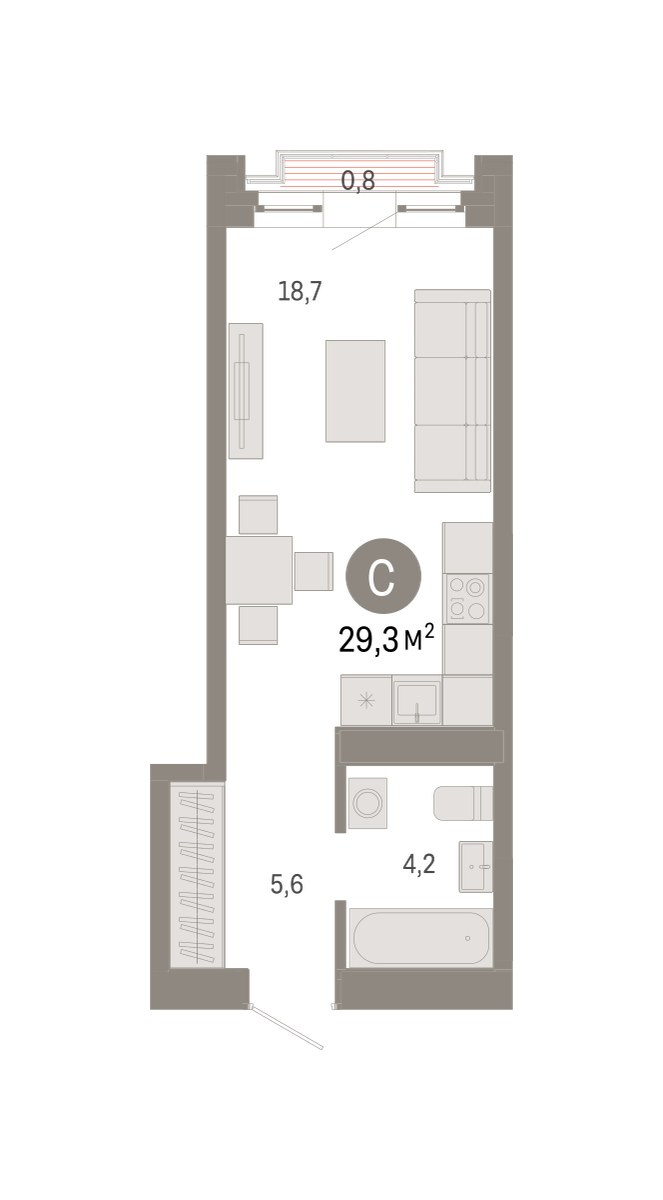 Планировка 29.3 м²