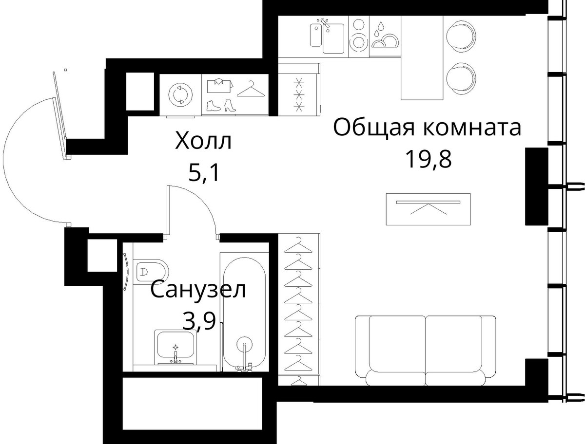 Планировка 28.8 м²