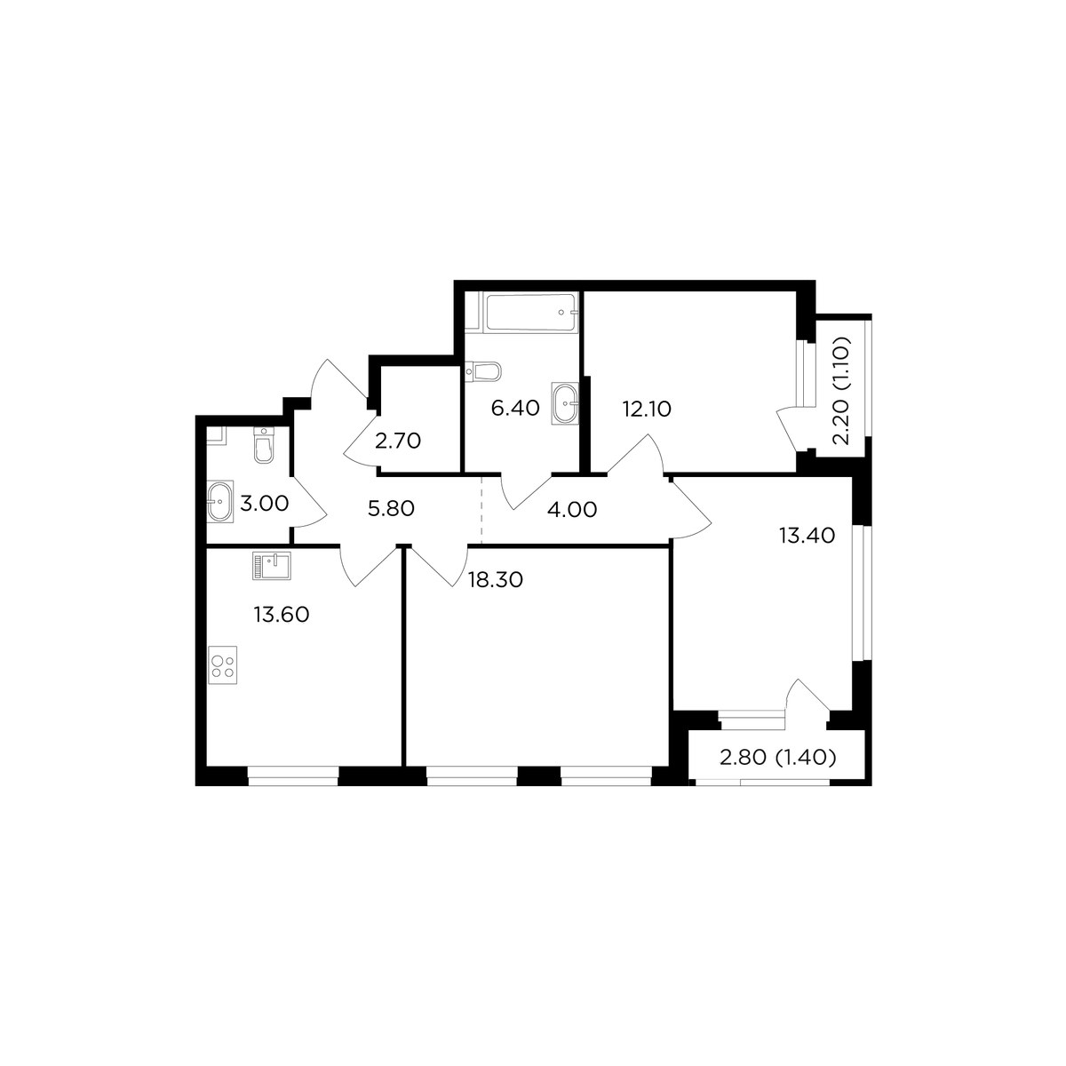 Планировка 81.8 м²