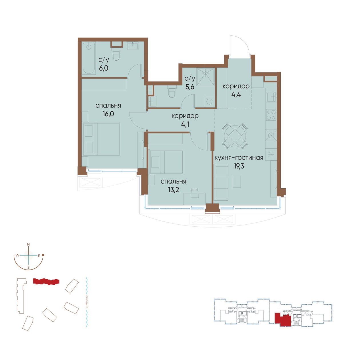 Планировка 68.6 м²