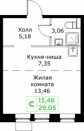 Планировка 29.2 м²