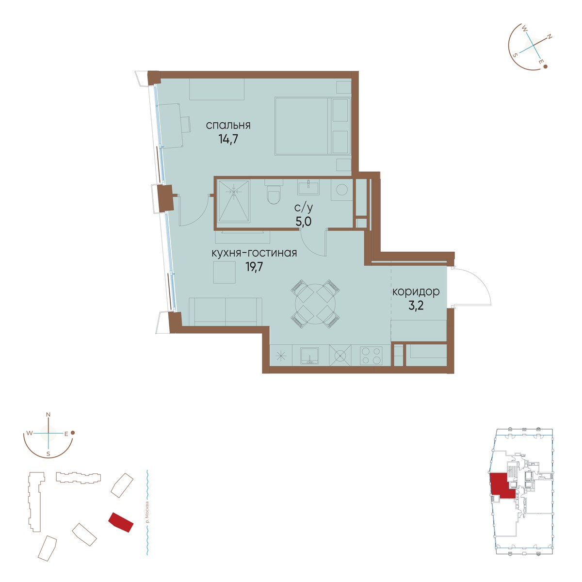 Планировка 42.6 м²