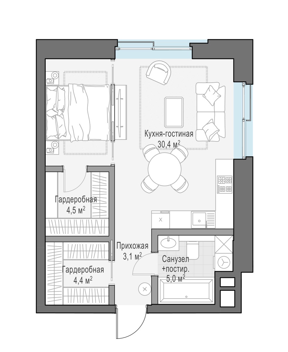 Планировка 50.3 м²
